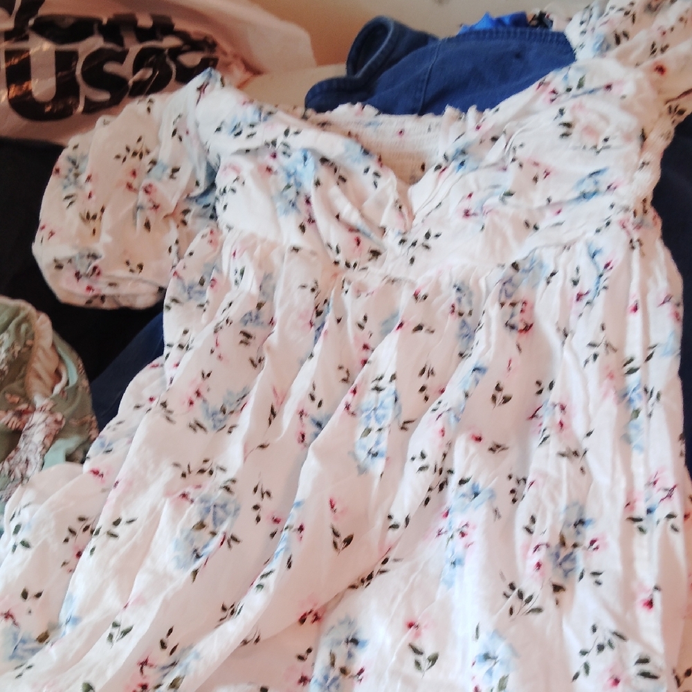 Trixxi Floral Maxi Dress - White and Blue